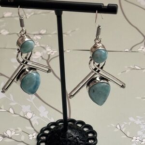 Larimar sterling silver earrings